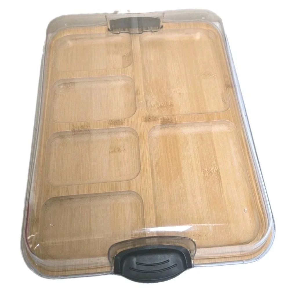 Farberware Build a Board Bamboo Charcuterie Serving Tray 6 Compartment Locking L